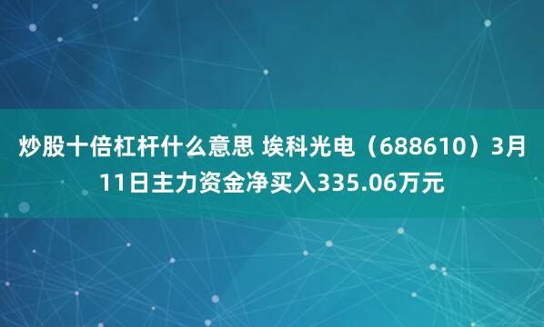 炒股十倍杠杆什么意思 埃科光电（688610）3月11日主力资金净买入335.06万元