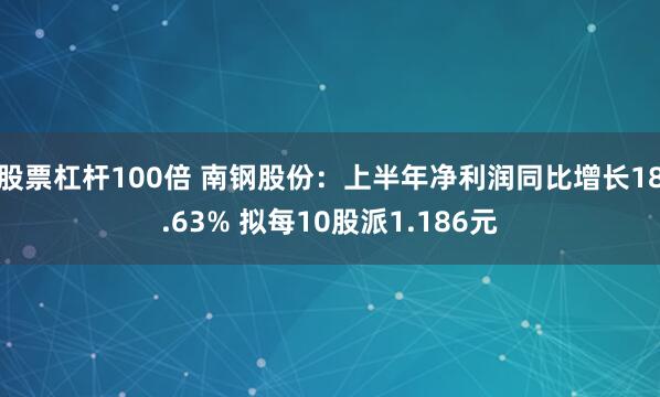 股票杠杆100倍 南钢股份：上半年净利润同比增长18.63% 拟每10股派1.186元